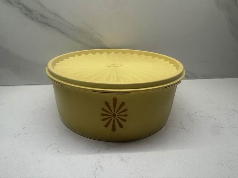 Vintage Harvest Gold Yellow Tupperware Servalier Containers Canisters from 1970s